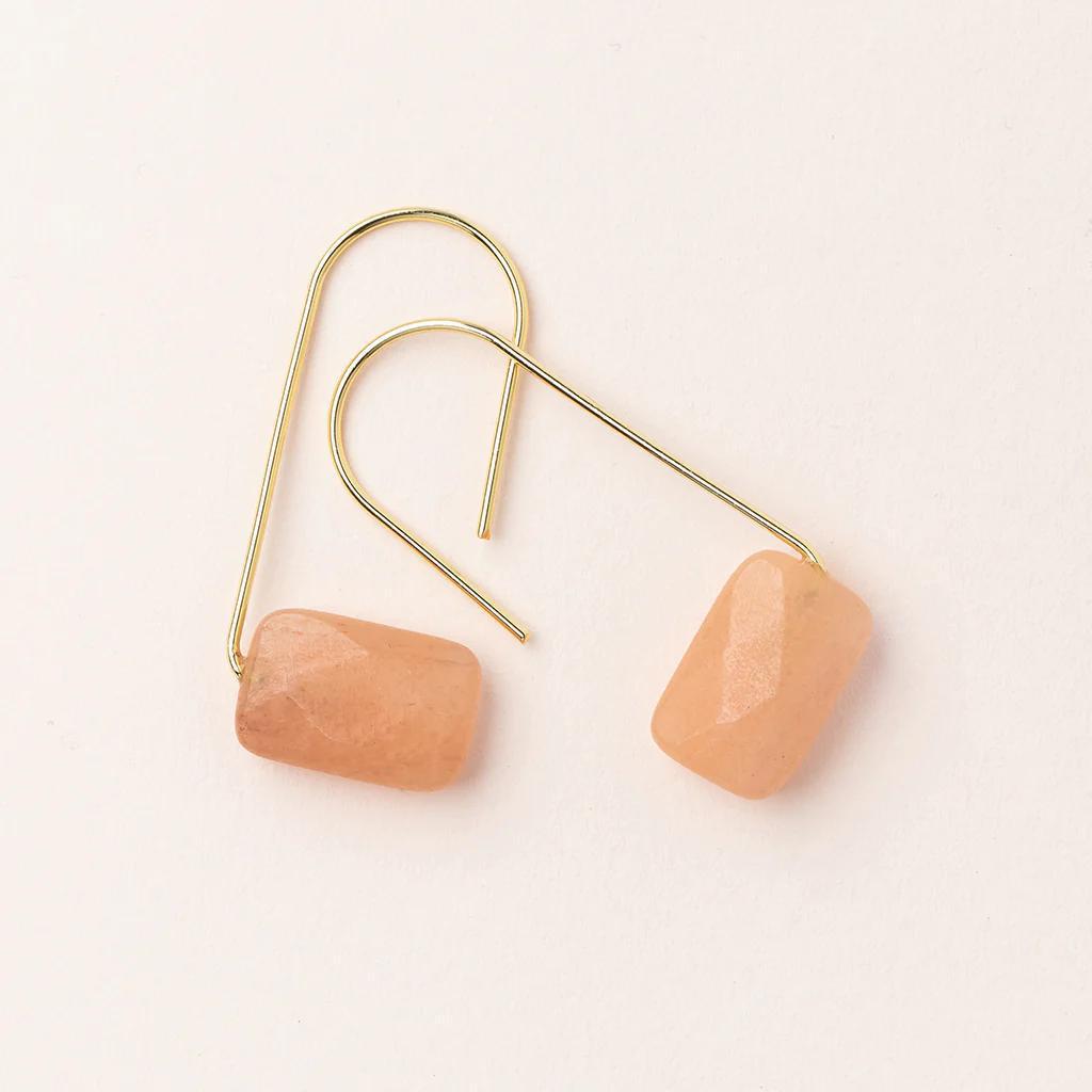 Sunstone Floating Stone Gold Earring