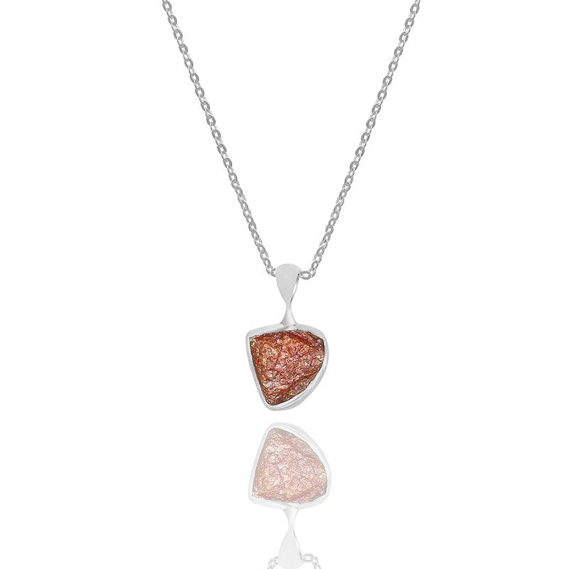 Sunstone Rough Sterling Silver Crystal Necklace