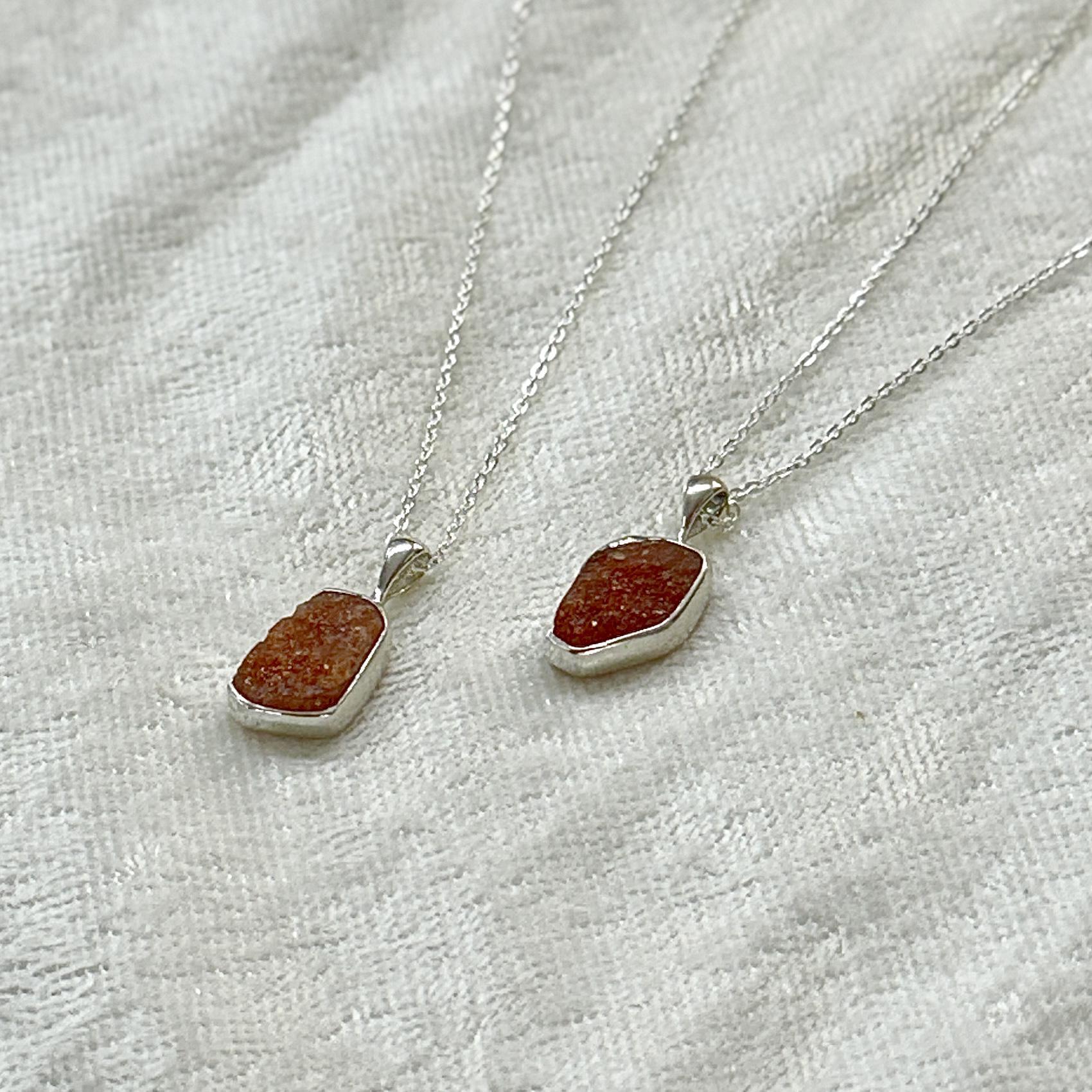 Sunstone Rough Sterling Silver Crystal Necklace