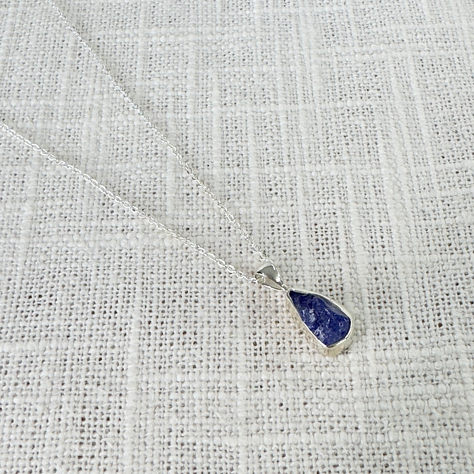 Tanzanite Rough Sterling Silver Crystal Necklace