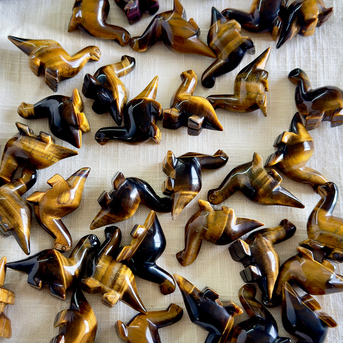 Tiger Eye Crystal Dinosaur Carving