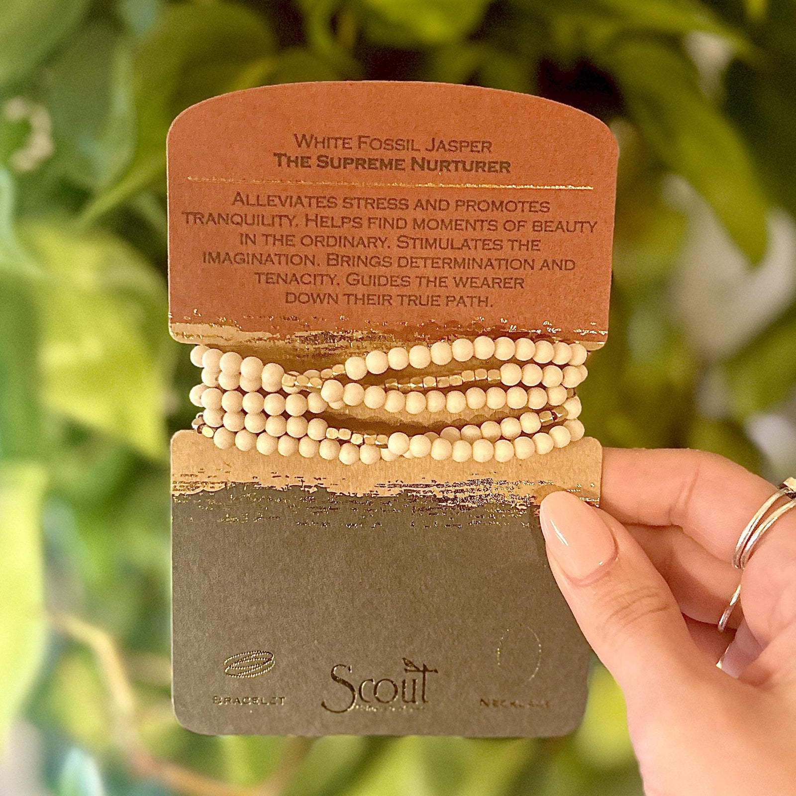 White Fossil Jasper Wrap Bracelet & Necklace