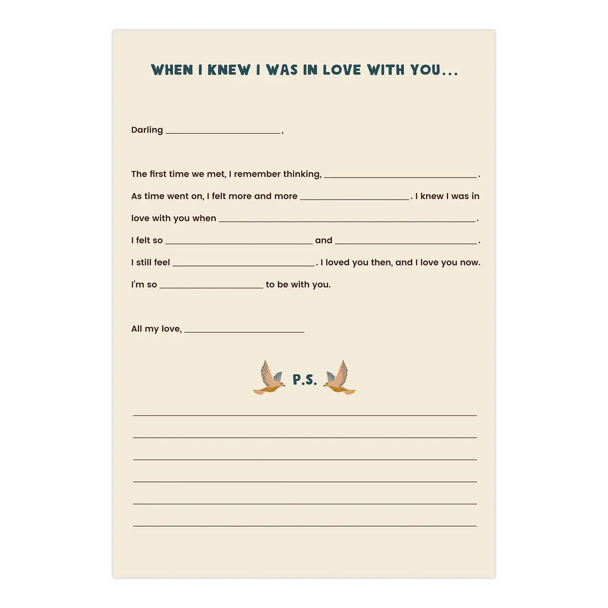 A Box of Love Fill in the Blank Read Me When Letters
