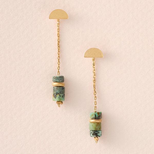 African Turquoise Gold Meteor Earring