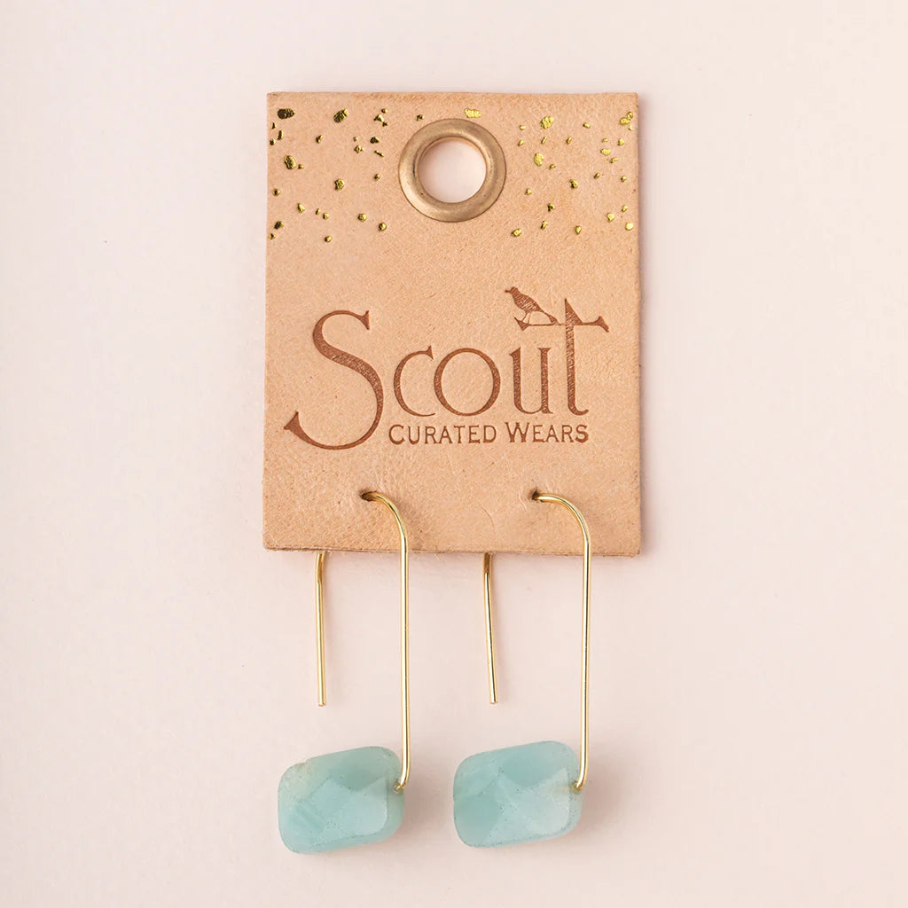 Amazonite Floating Stone Gold Earring