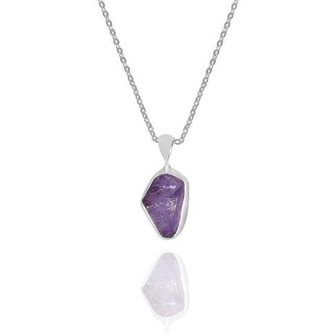 Amethyst Rough Sterling Silver Crystal Necklace
