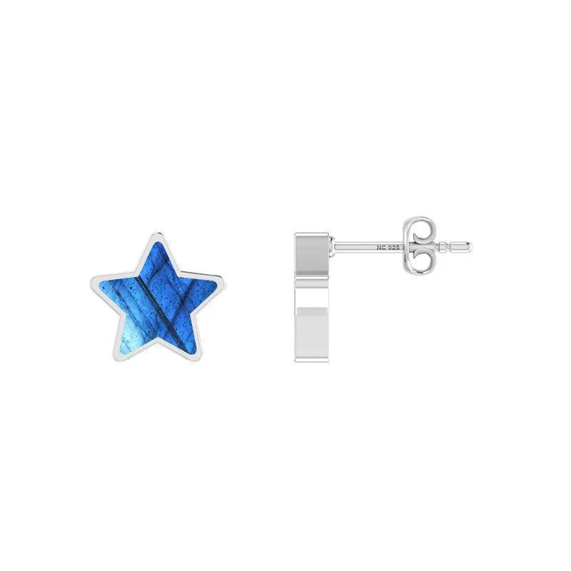 Labradorite Star Sterling Silver Stud Earrings