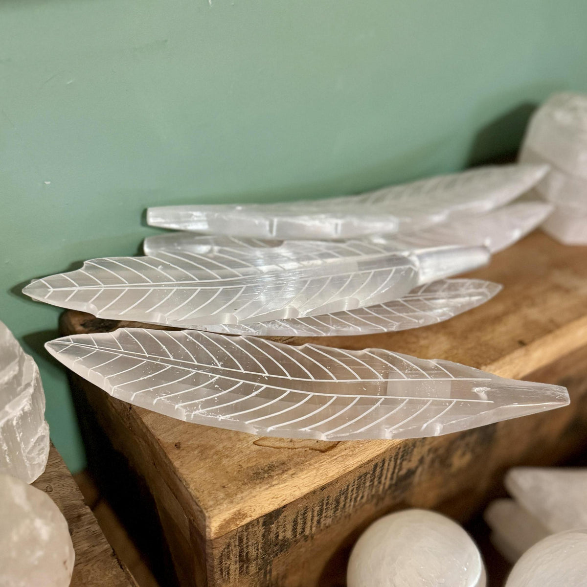 Selenite Leaf Incense Burner