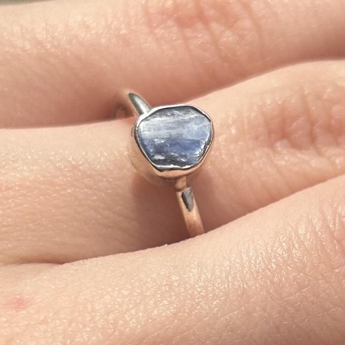 Blue Kyanite Stackable Rough Crystal Ring
