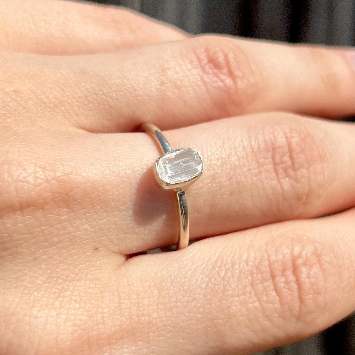 Selenite Stackable Crystal Ring
