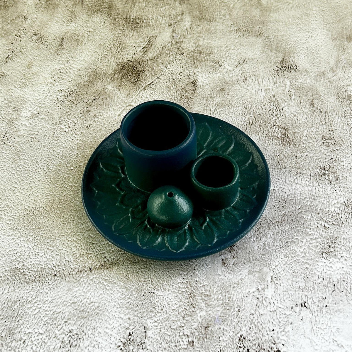 Blue and Green Flower Incense Burner Dish