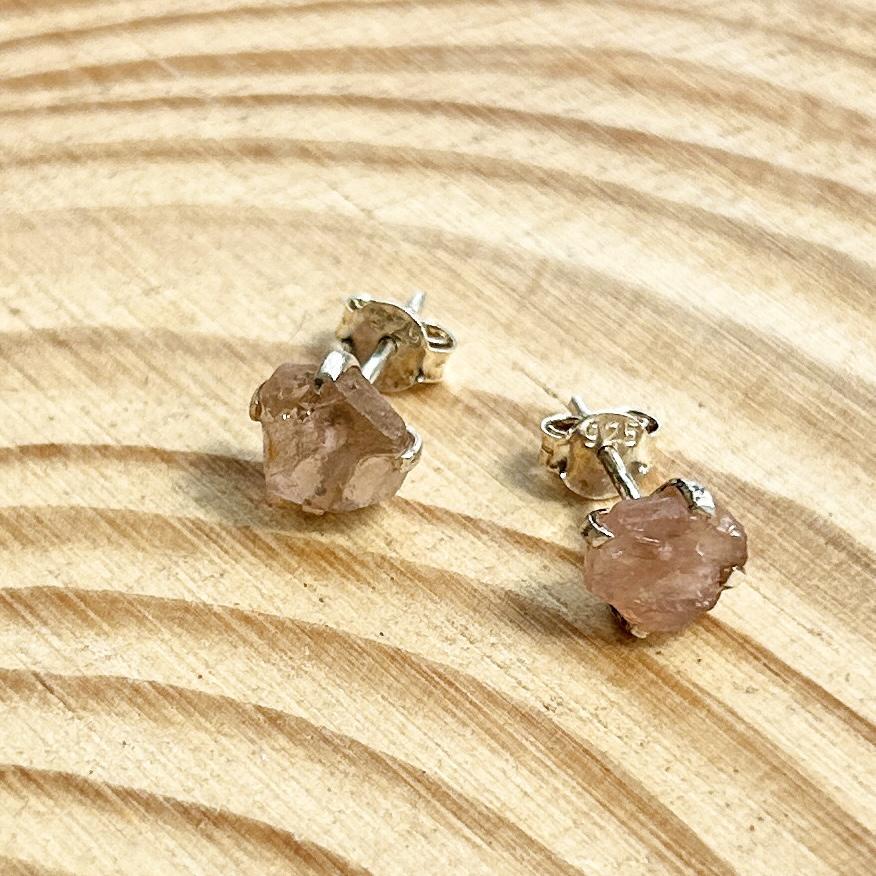 Rose Quartz Sterling Silver Stud Earrings