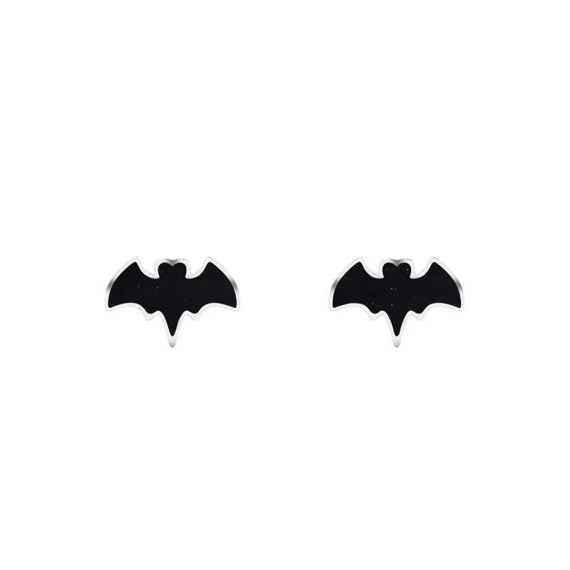 Garnet Bat Sterling Silver Stud Earring