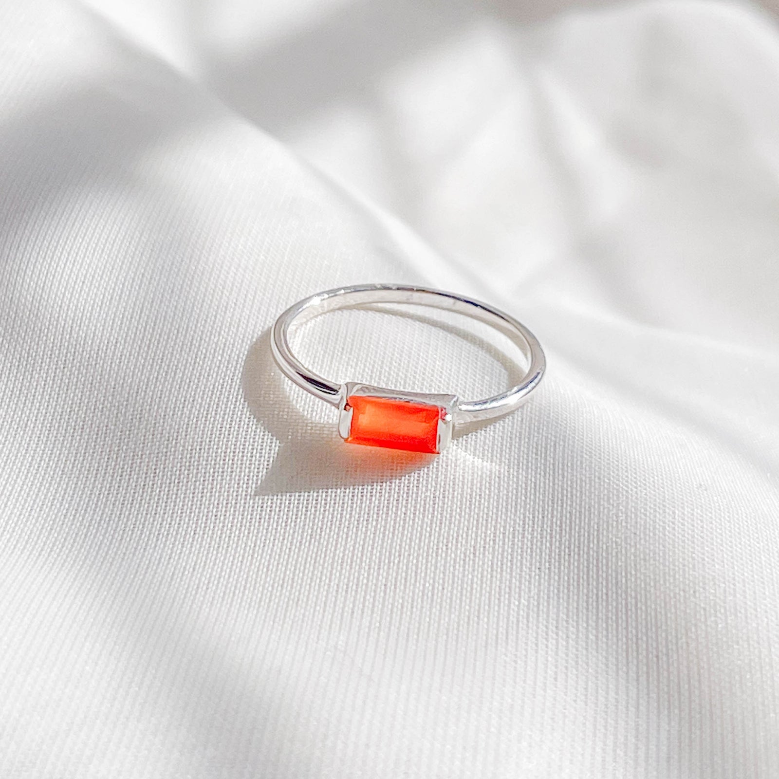 Carnelian Baguette Stackable Ring