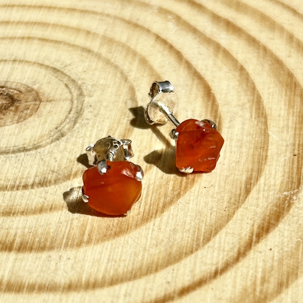 Carnelian Sterling Silver Stud Earrings
