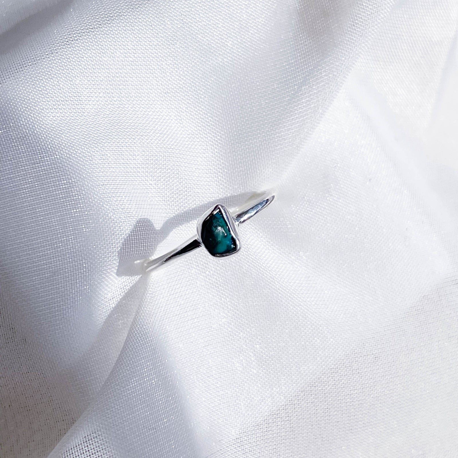 Chrysocolla Rough Crystal Stackable Ring