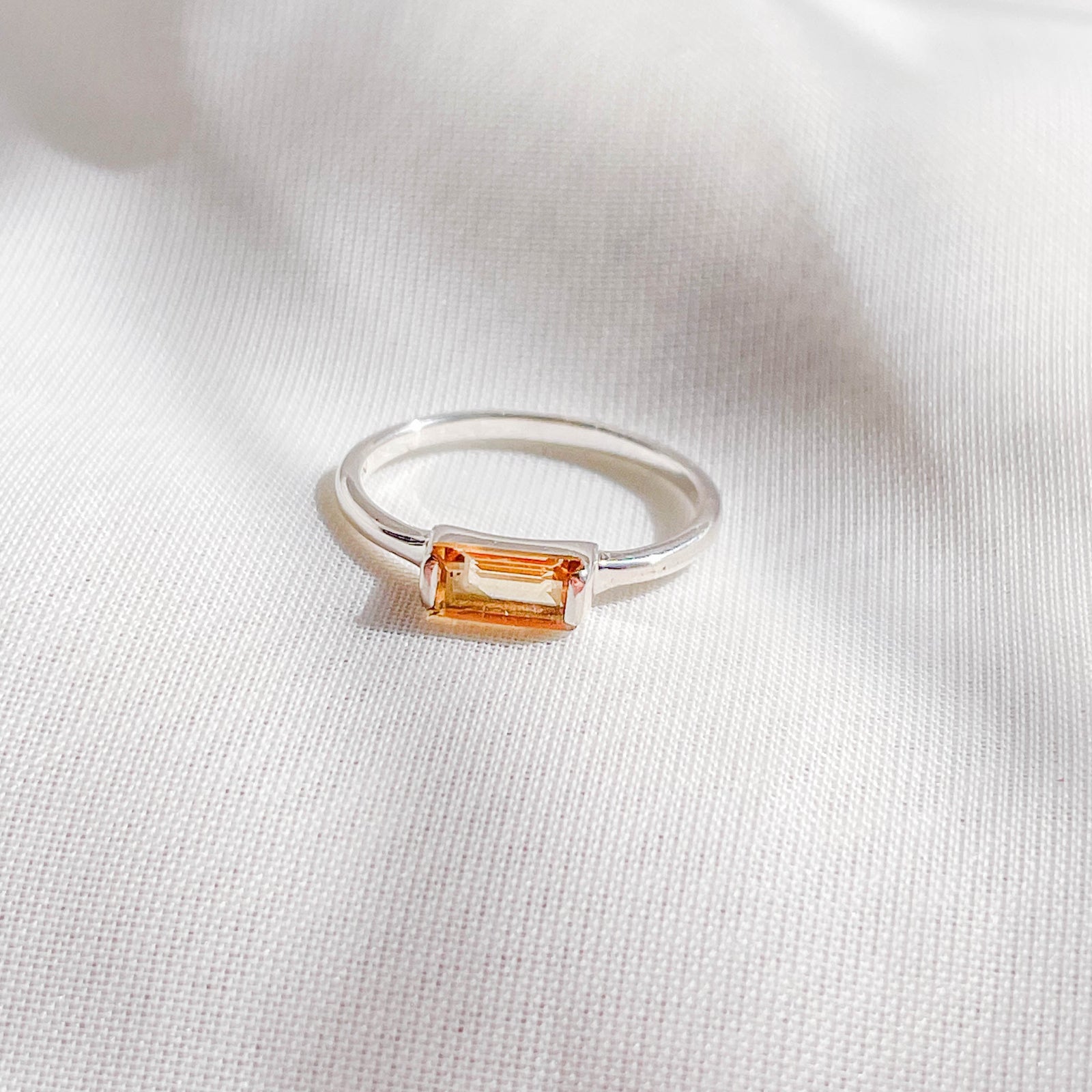 Citrine Baguette Stackable Ring