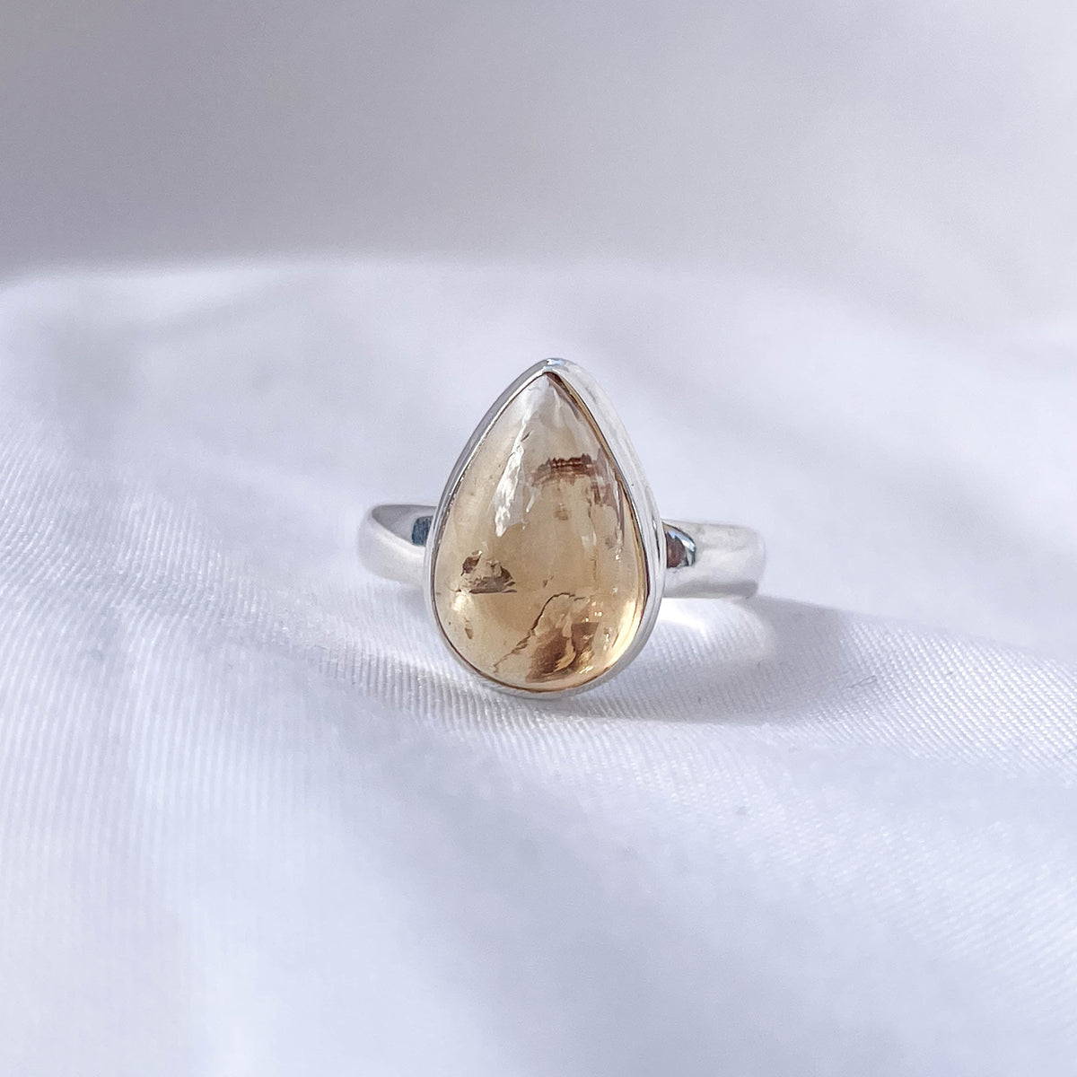 Citrine Polished SS Ring