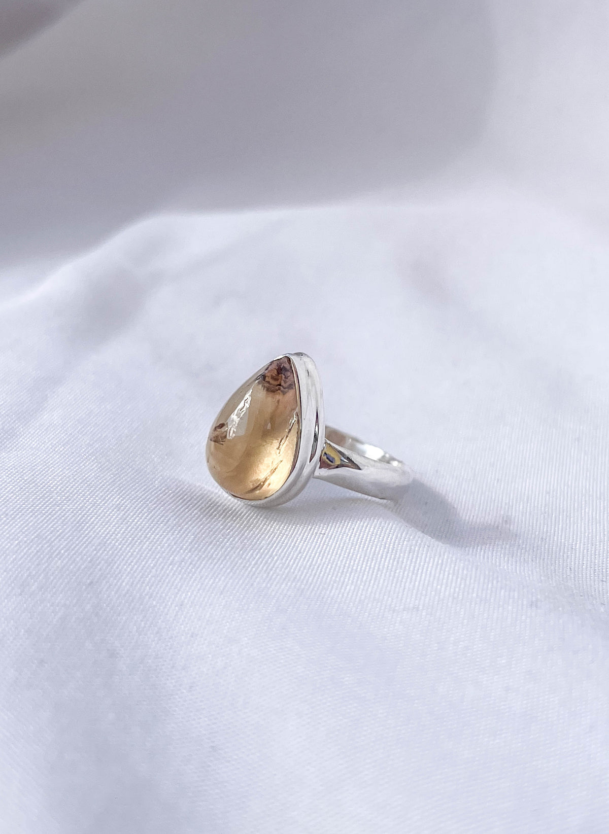 Citrine Polished SS Ring