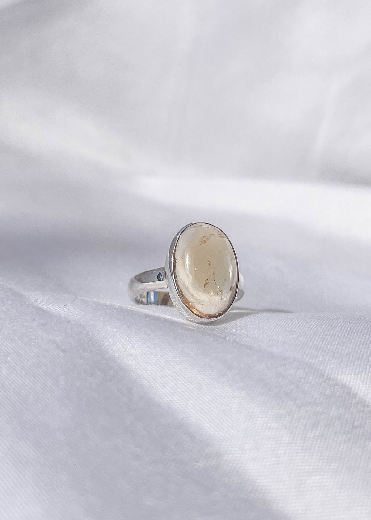 Citrine Polished SS Ring