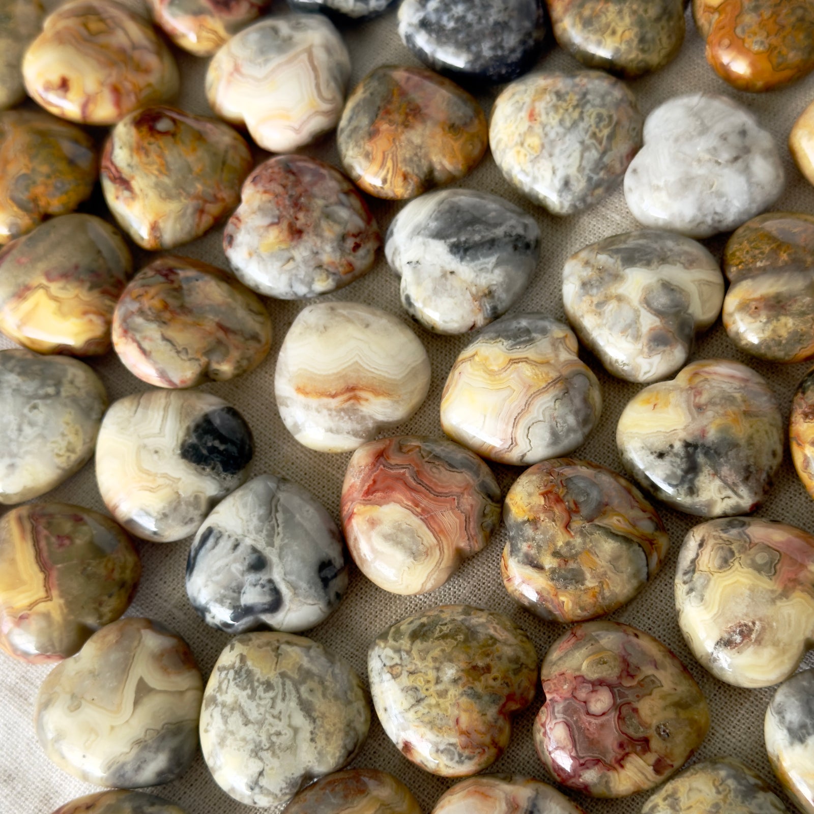 Crazy Lace Agate Puffy Heart