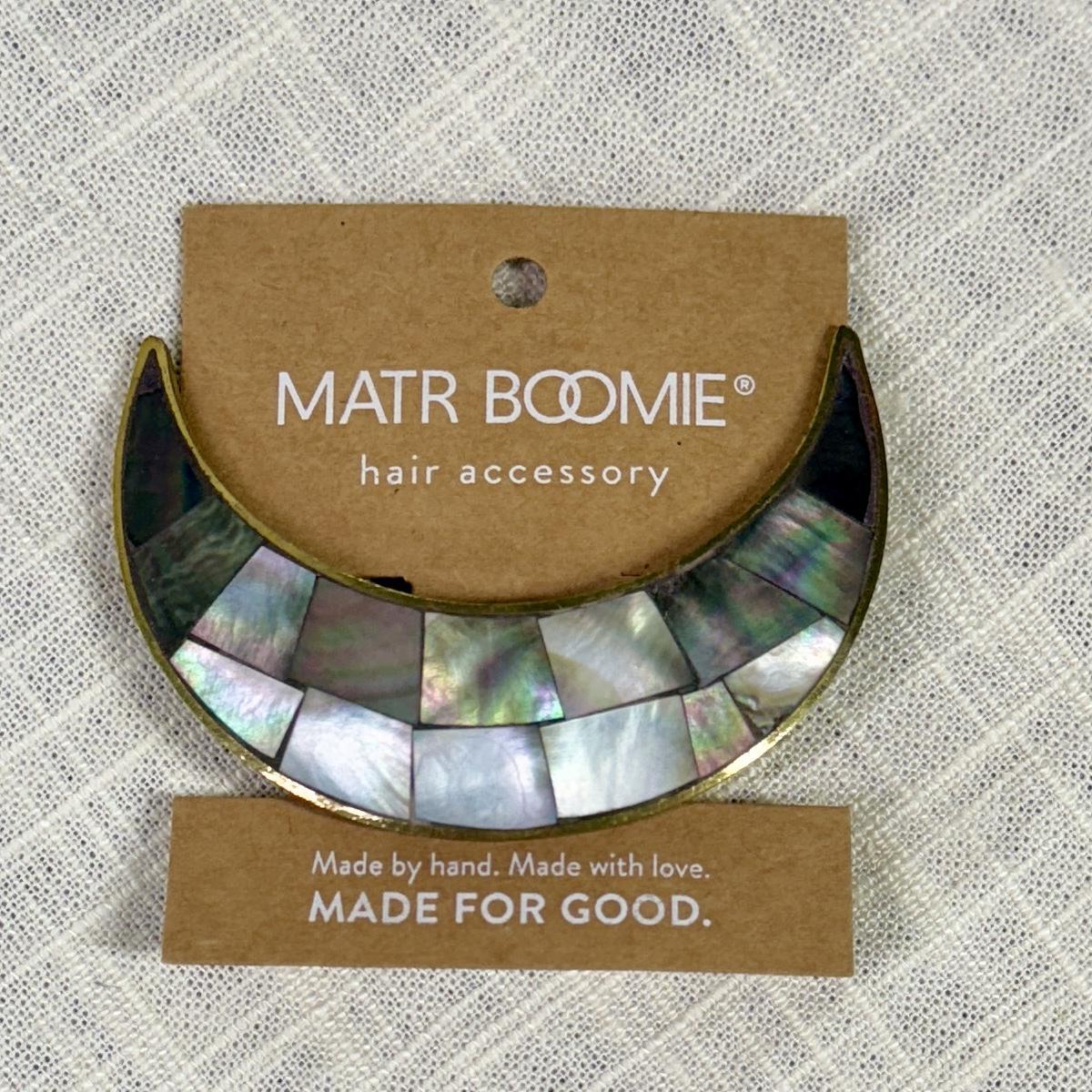Crescent Moon Hair Clip - Black Mother of Pearl
