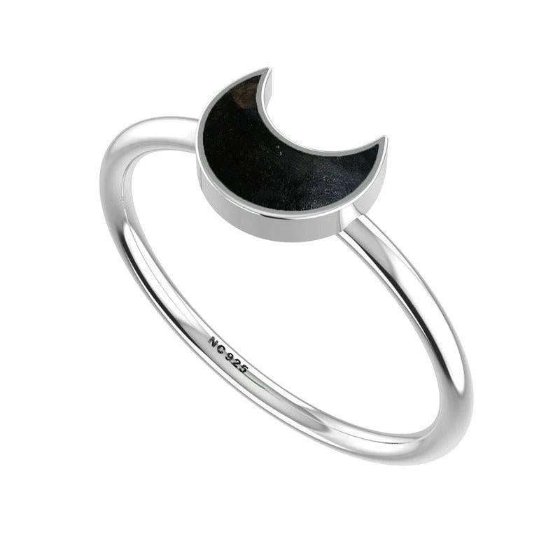 Black Tourmaline Moon Stackable Ring