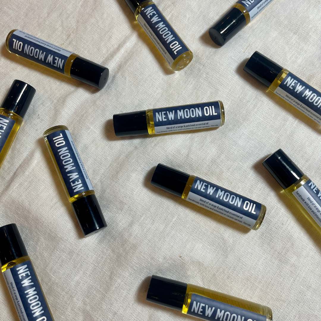 Honor the New Moon with this oil roll on! a grapeseed oil base with a blend of orange &amp; patchouli essential oils.