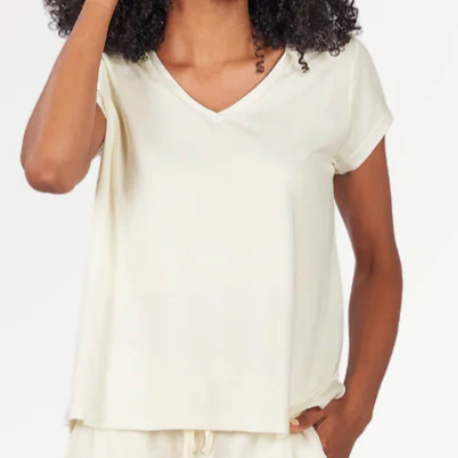 Bamboo Classic V-Neck Tee Shirt Ivory