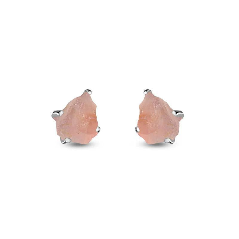 Rose Quartz Sterling Silver Stud Earrings