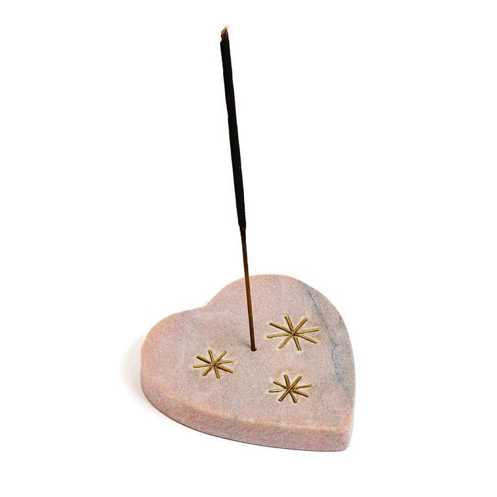 Pink Heart Marble Incense Holder