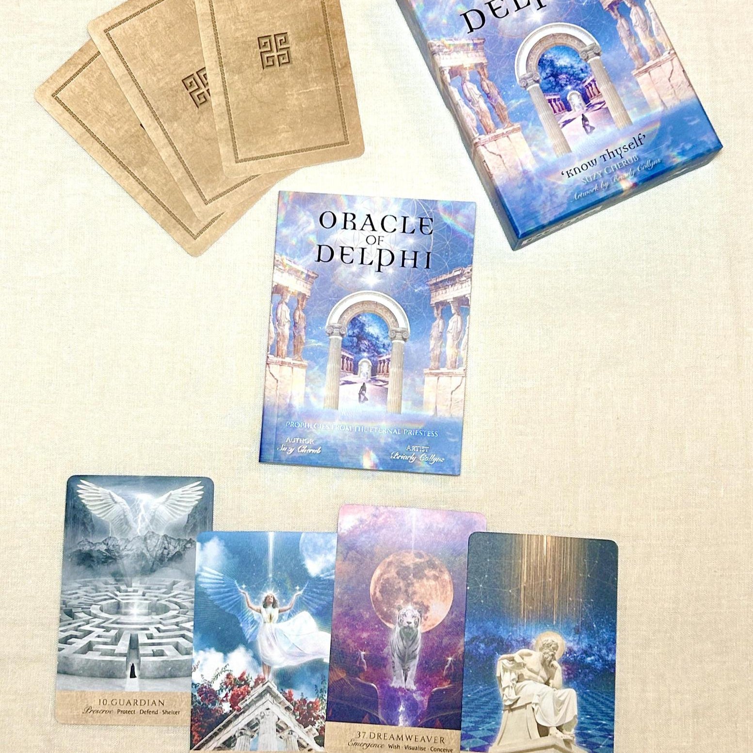 Oracle of Delphi: Prophecies from the Eternal Priestess. This exquisite oracle set is a portal to clarity and understanding. Shuffle the deck to invoke the eternal priestess, choose your cards, and welcome wonder, healing visions, and sacred empowerment.