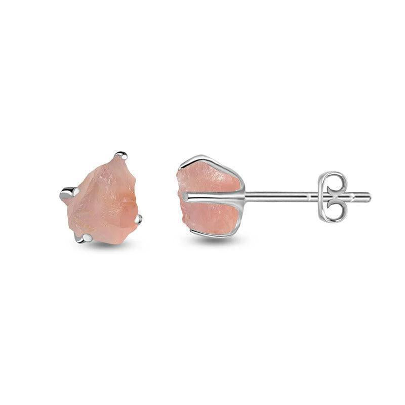 Rose Quartz Sterling Silver Stud Earrings