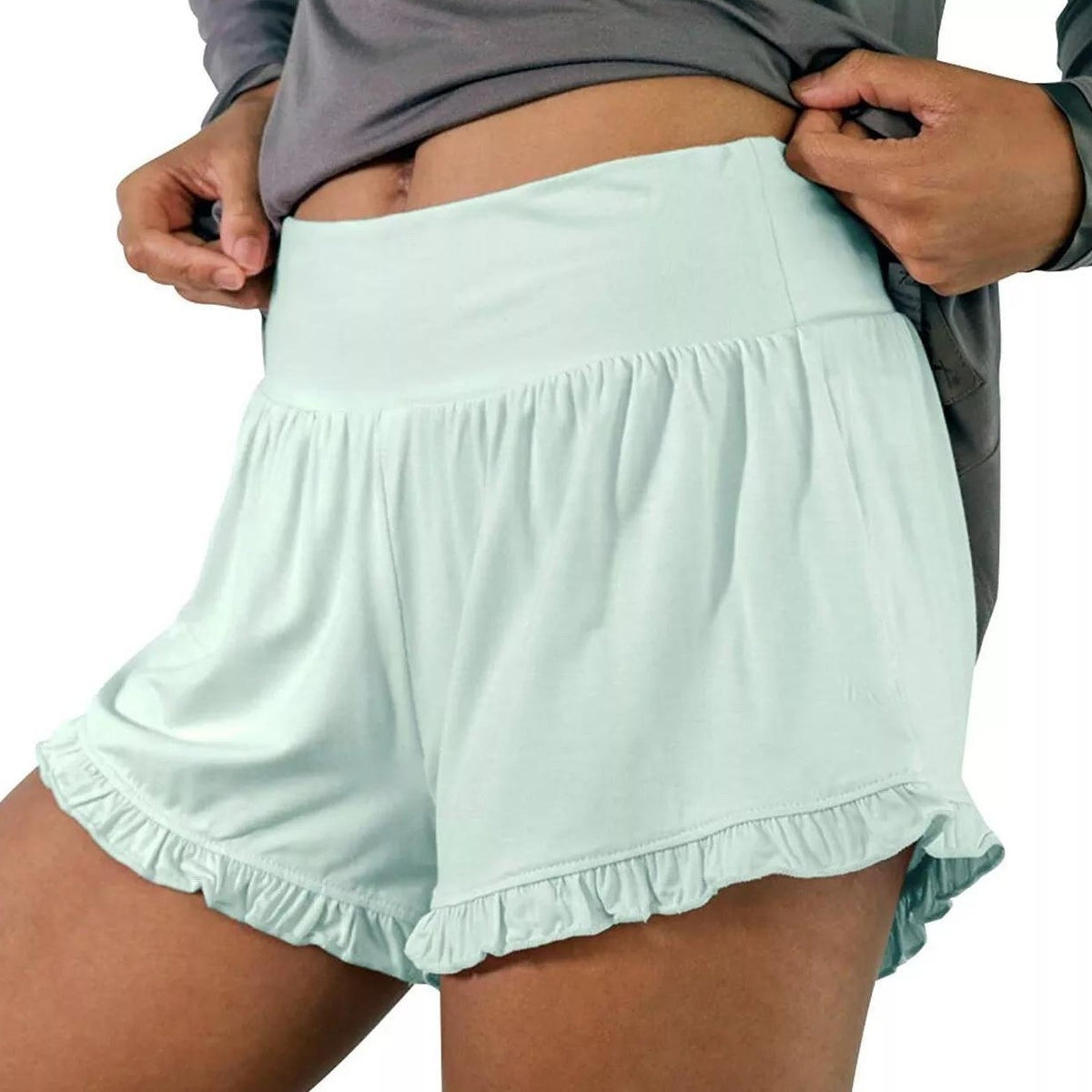 Bamboo Ruffle Shorts - Aqua