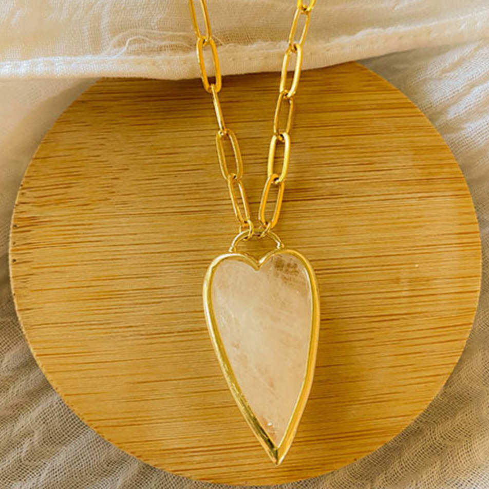 Clear Quartz Corazana Heart Necklace
