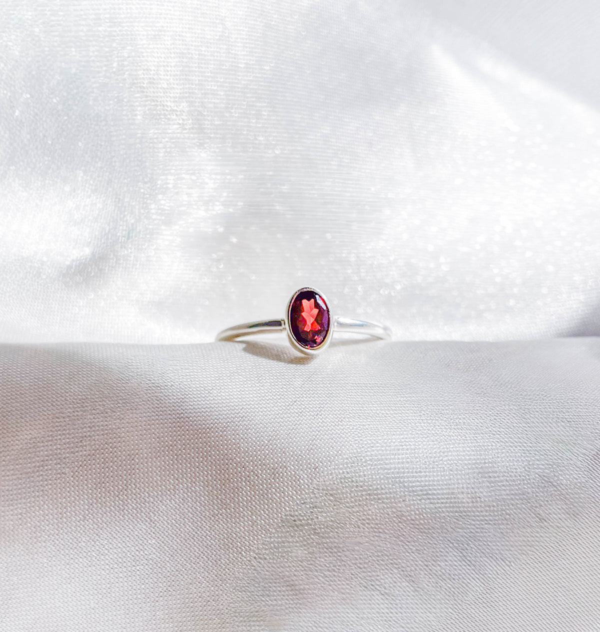 Garnet Faceted Stackable Ring
