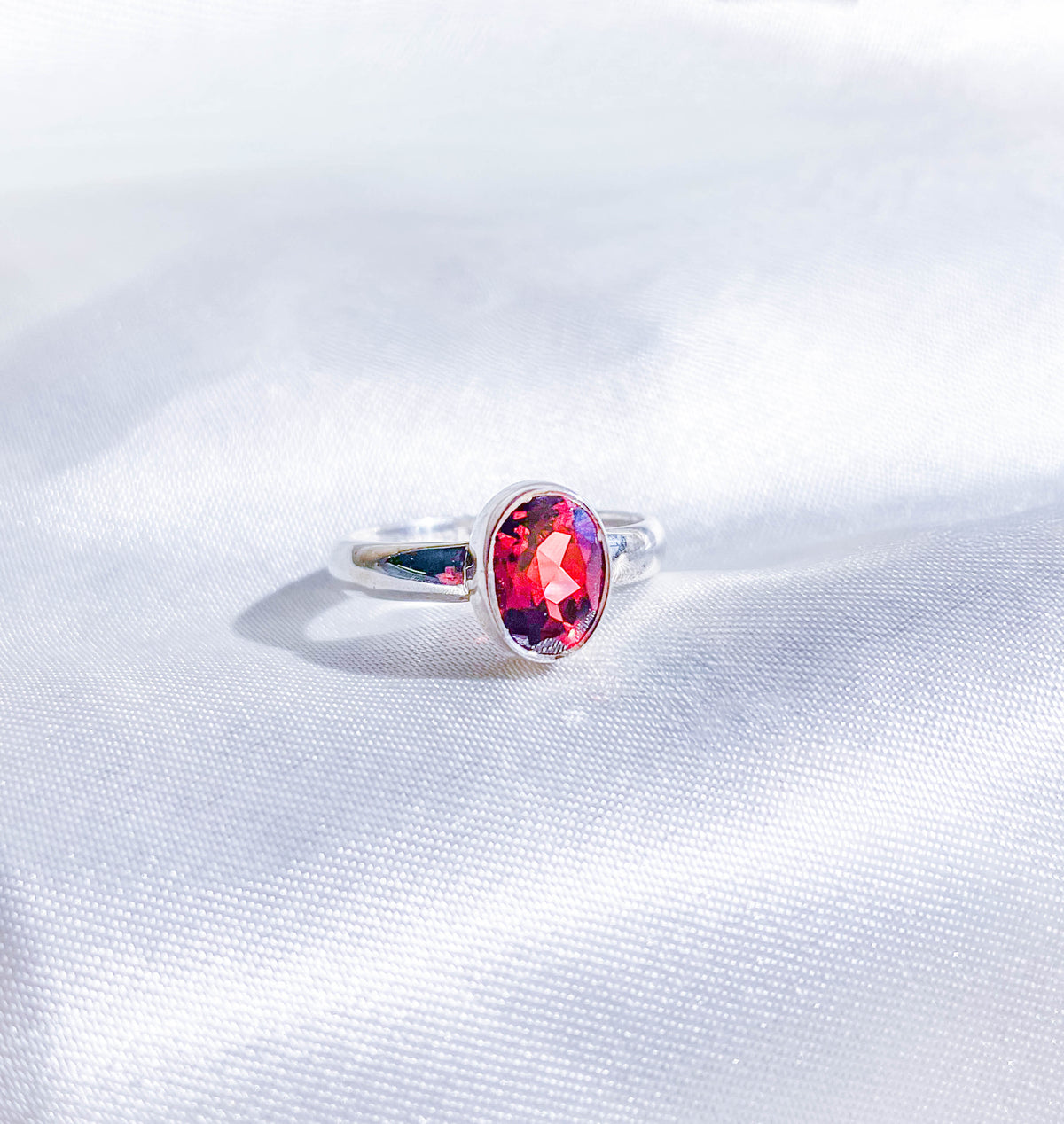 Garnet Faceted Stackable Ring