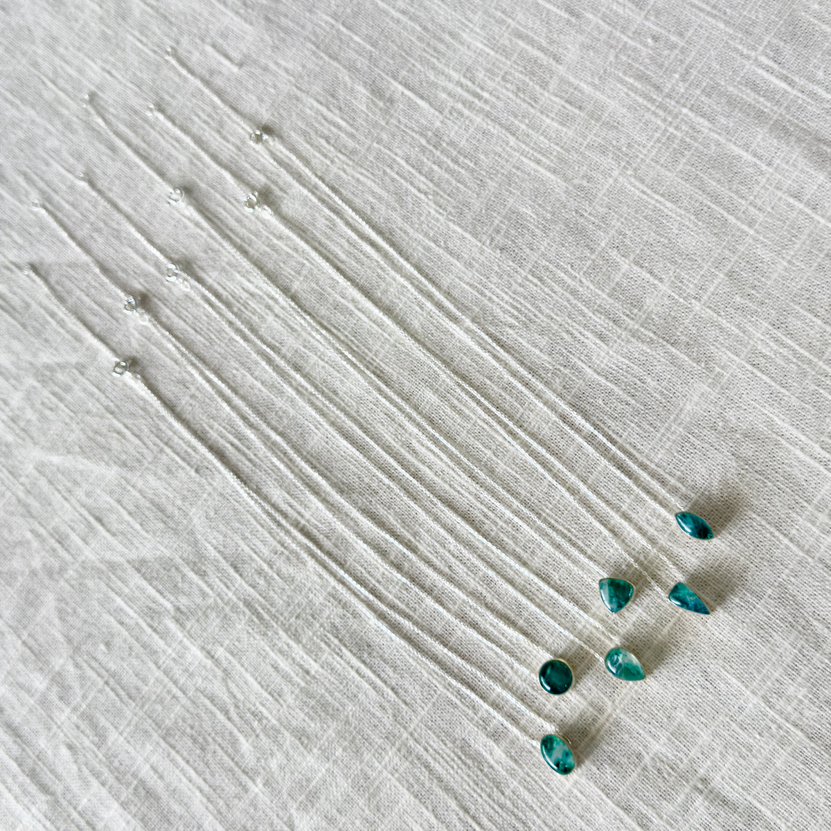 Green Rainbow Moonstone Sterling Silver Small Stone Necklace