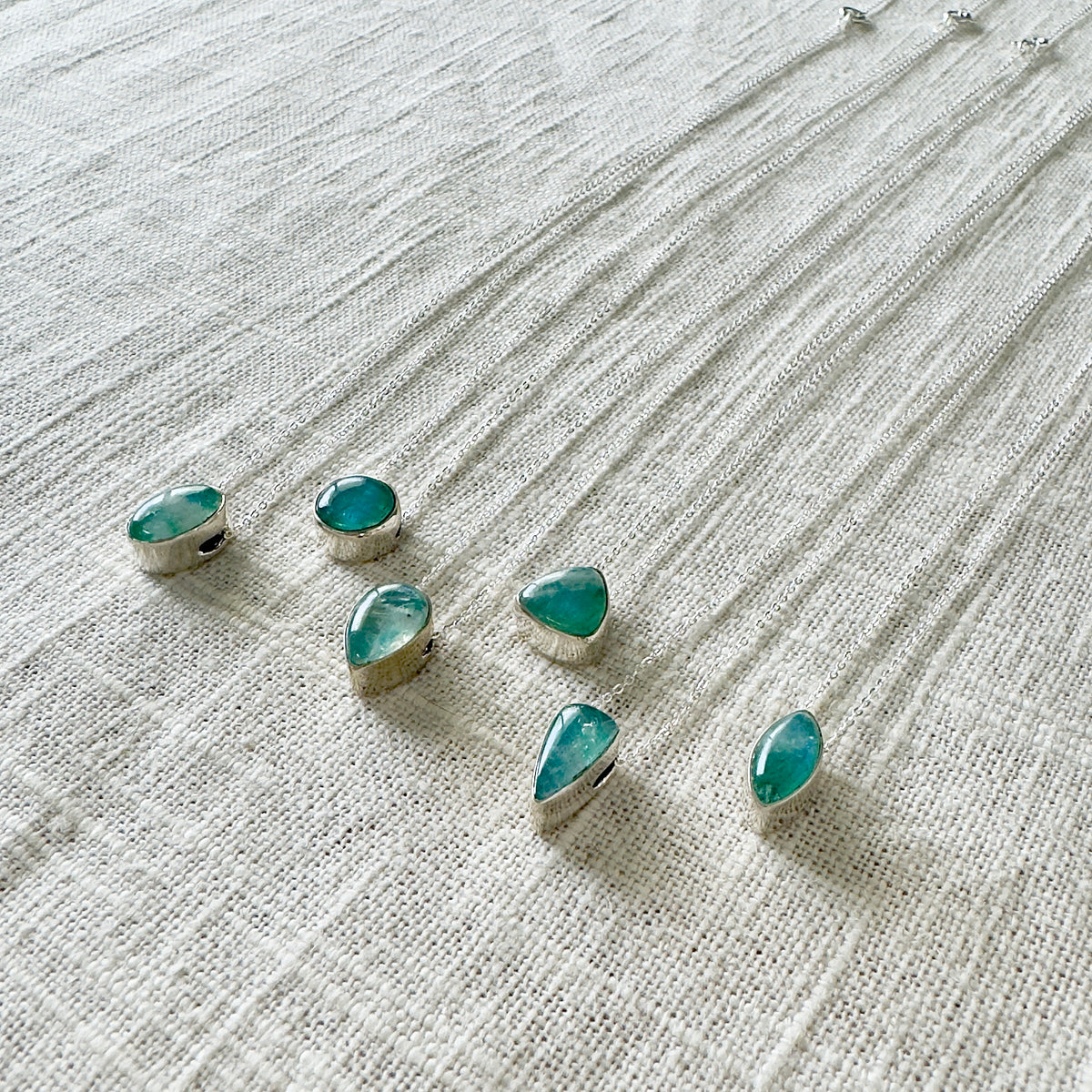 Green Rainbow Moonstone Sterling Silver Small Stone Necklace