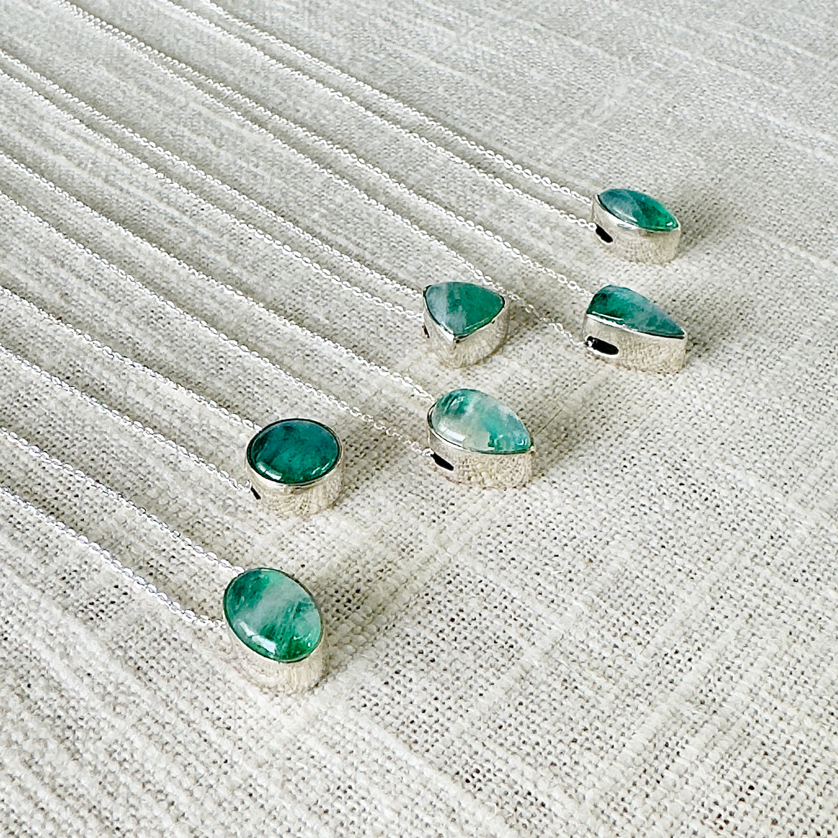 Green Rainbow Moonstone Sterling Silver Small Stone Necklace