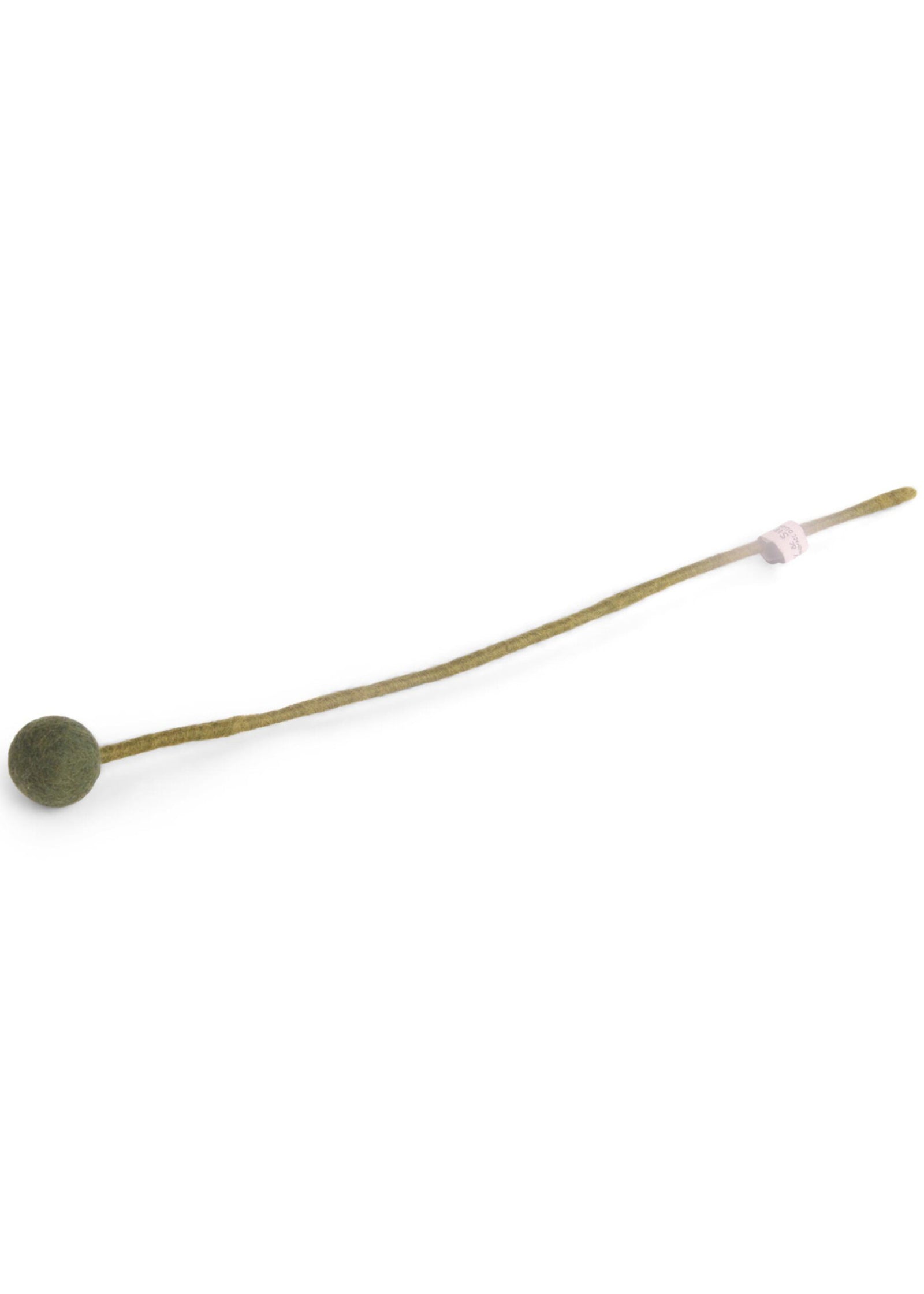 The Healing Hedge Witch's Big Flower Ball features a single long, thin green stem with a round, textured green bud at one end against a white background, embodying the simple elegance of Danish design.