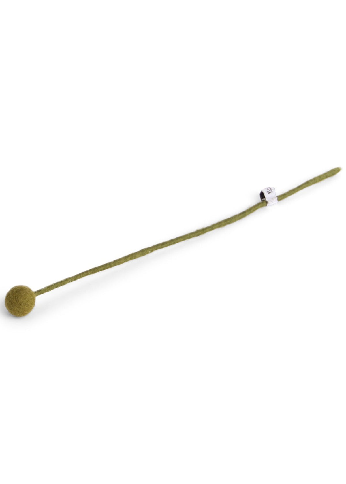 The Healing Hedge Witch’s Big Flower Ball, a handmade wool bloom with a round green head and long thin stem, inspired by Danish design, is shown on a white background.