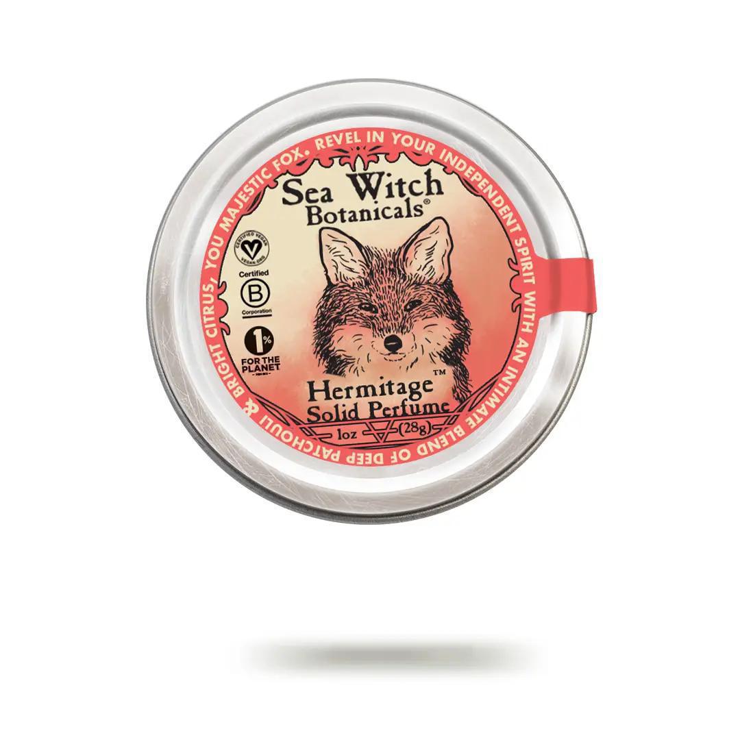 hermitage patchouli citrus scent solid Perfume candelilla wax, coconut oil, grapeseed oil, cocoa butter, shea butter, essential oil blend 1 oz