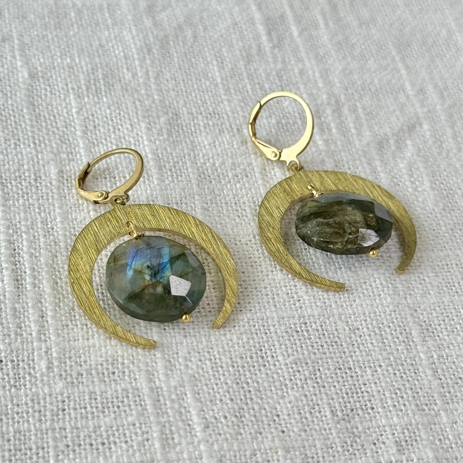 Labradorite Lunar Eclipse Earrings