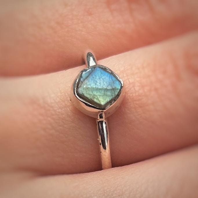 Labradorite Stackable Rough Crystal Ring