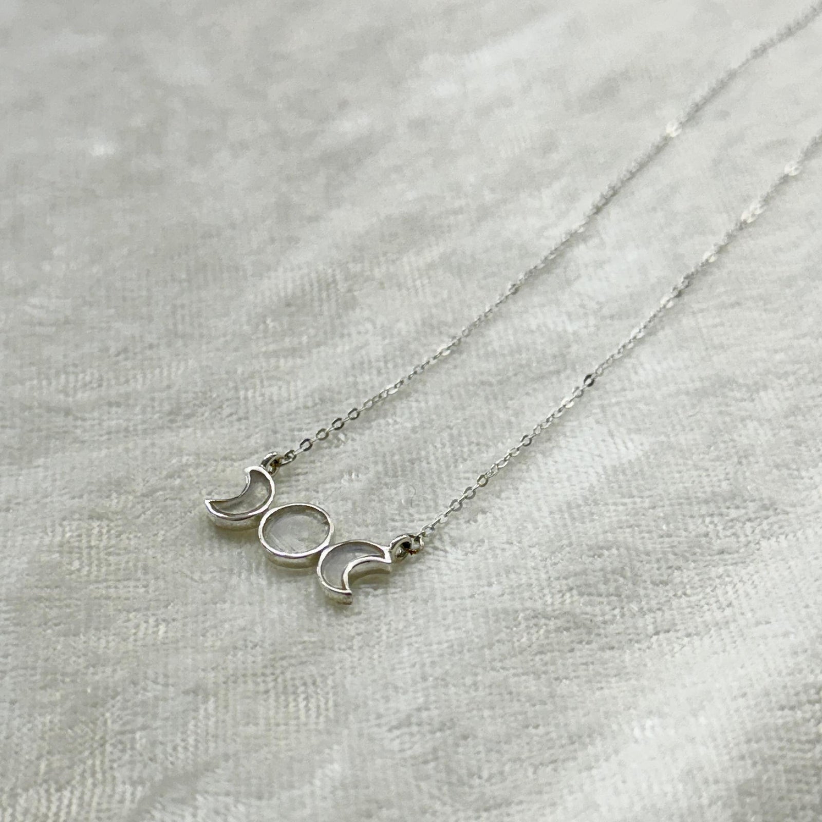 Labradorite Triple Moon Sterling Silver Necklace