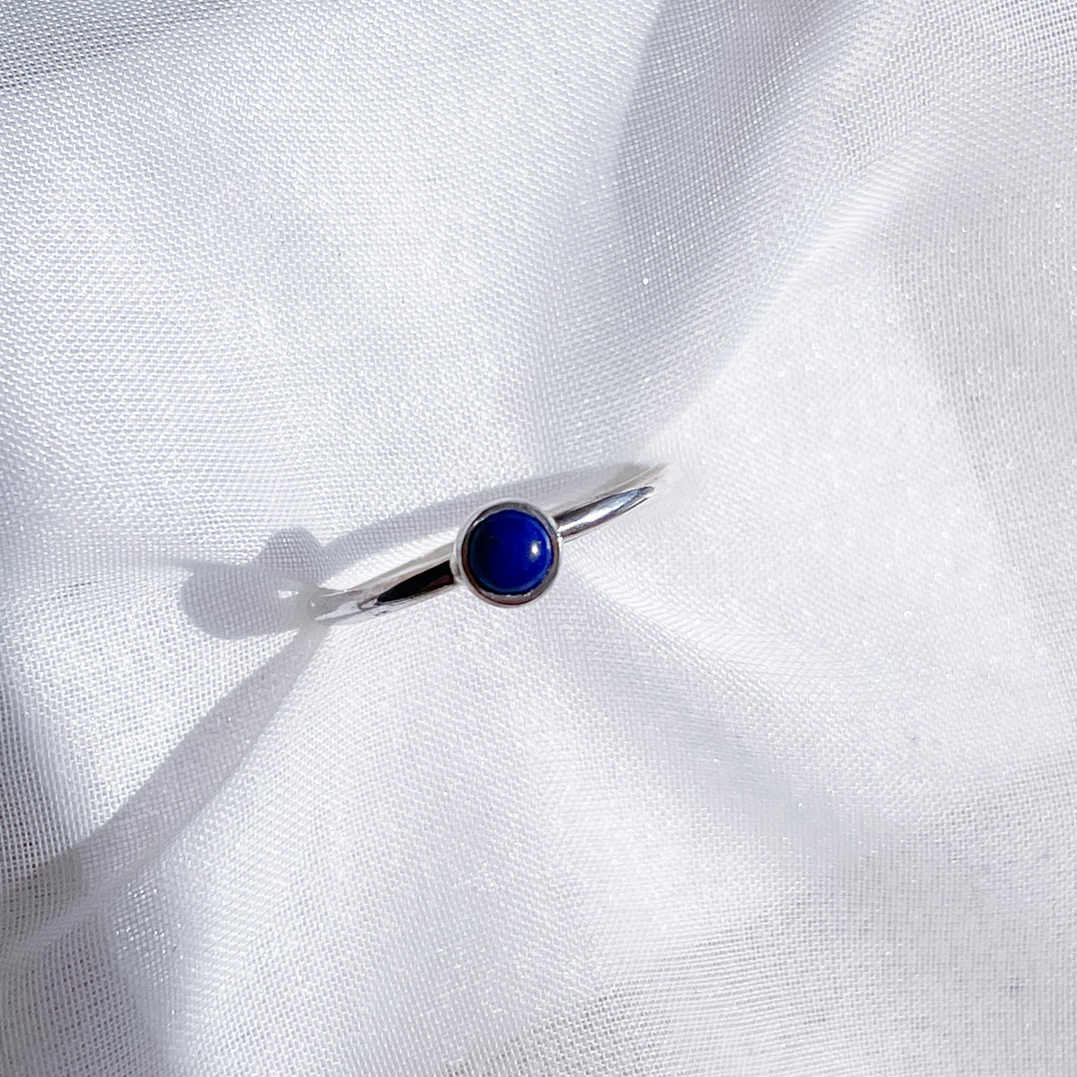 Lapis Lazuli Polished Stackable Crystal Ring