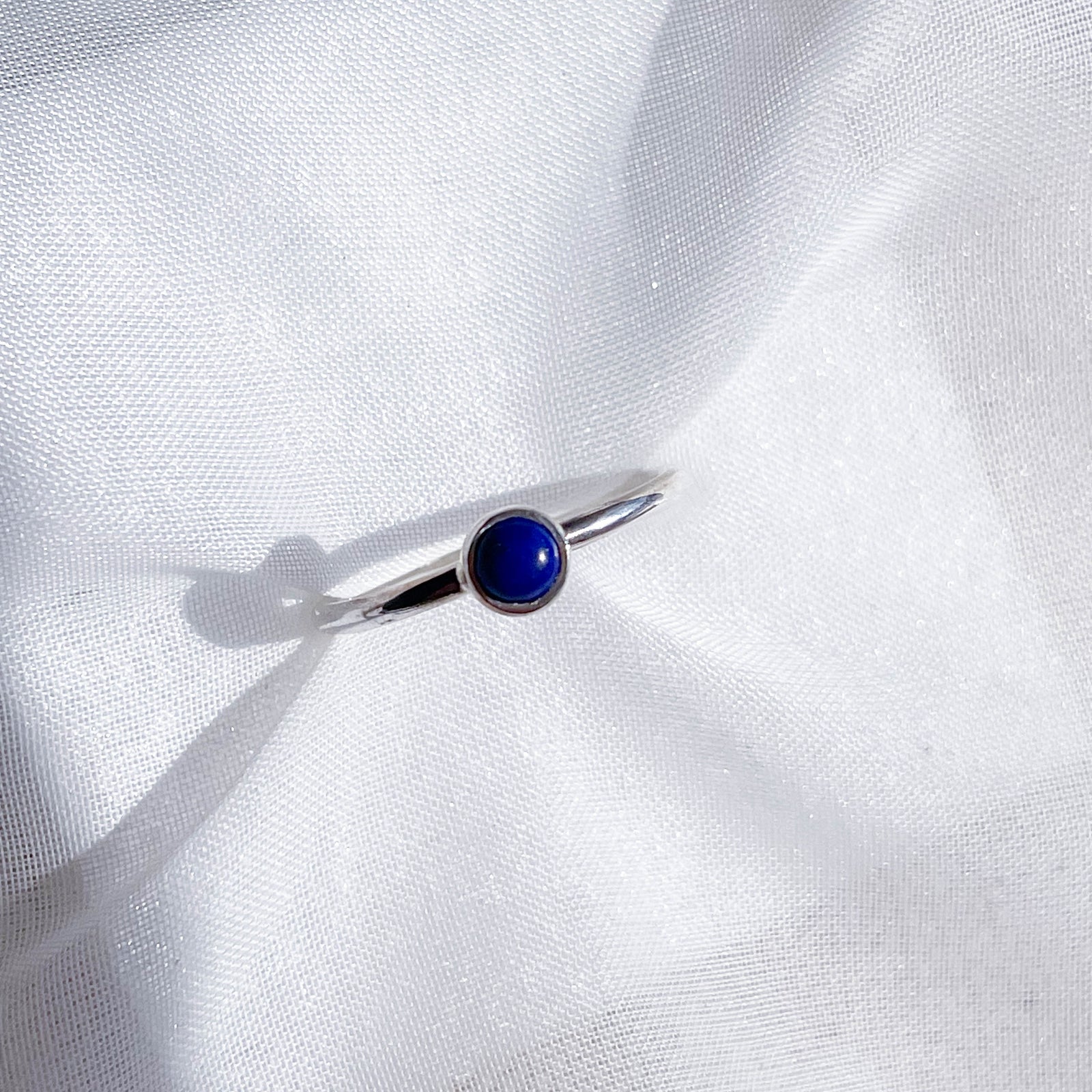 Lapis Lazuli Polished Stackable Crystal Ring