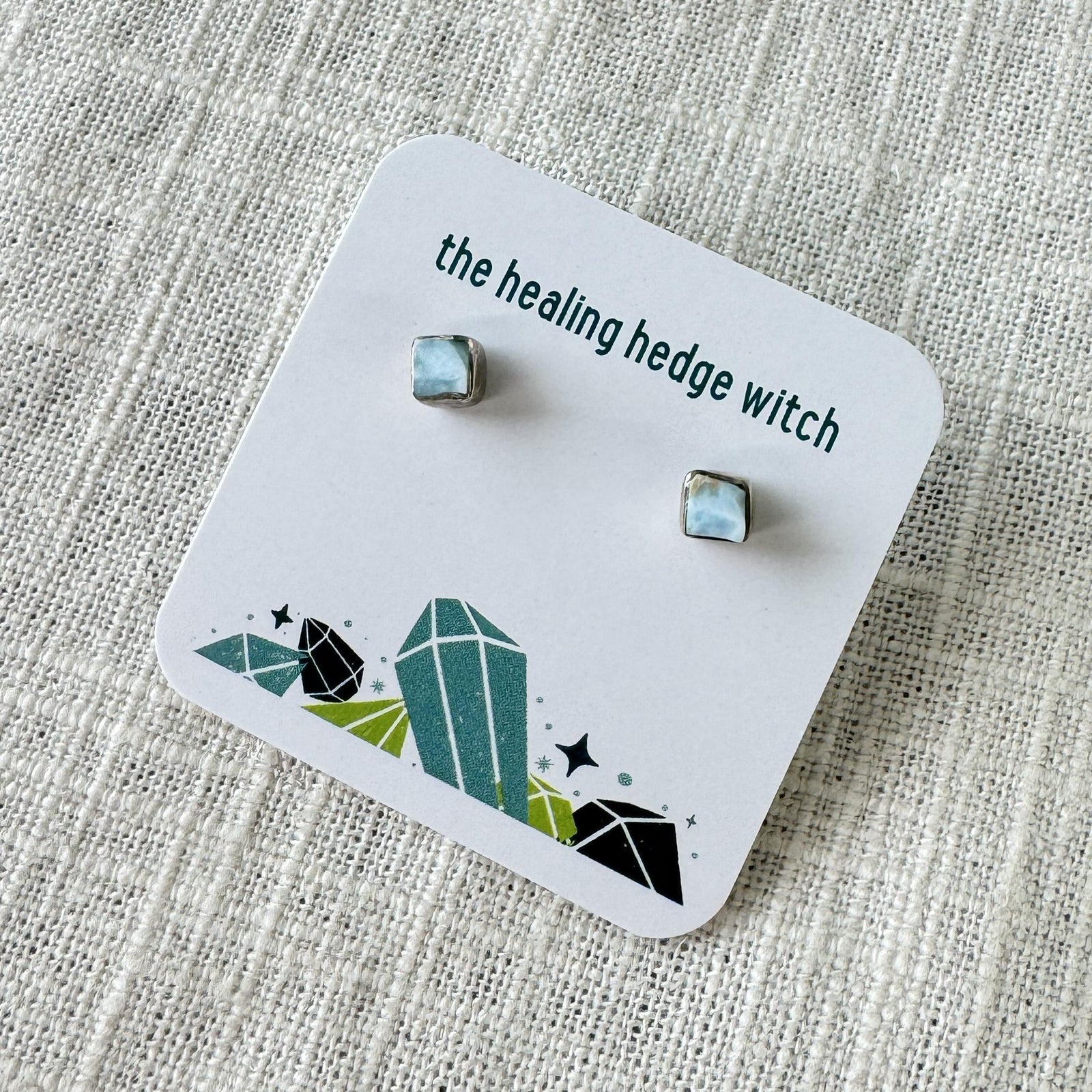 Larimar Sterling Silver Stud Earrings