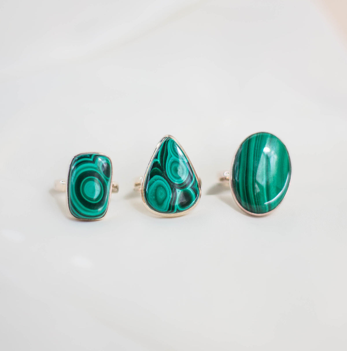 Malachite Polished SS Ring